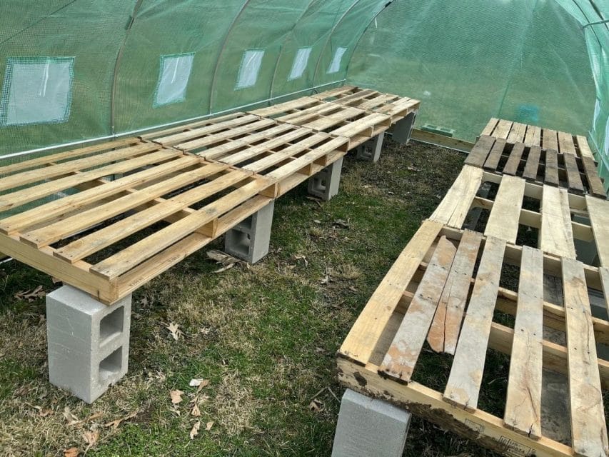 Budget DIY Pallet Greenhouse Bench Tutorial - Gardening