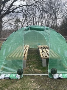 Greenhouse with pallets inside