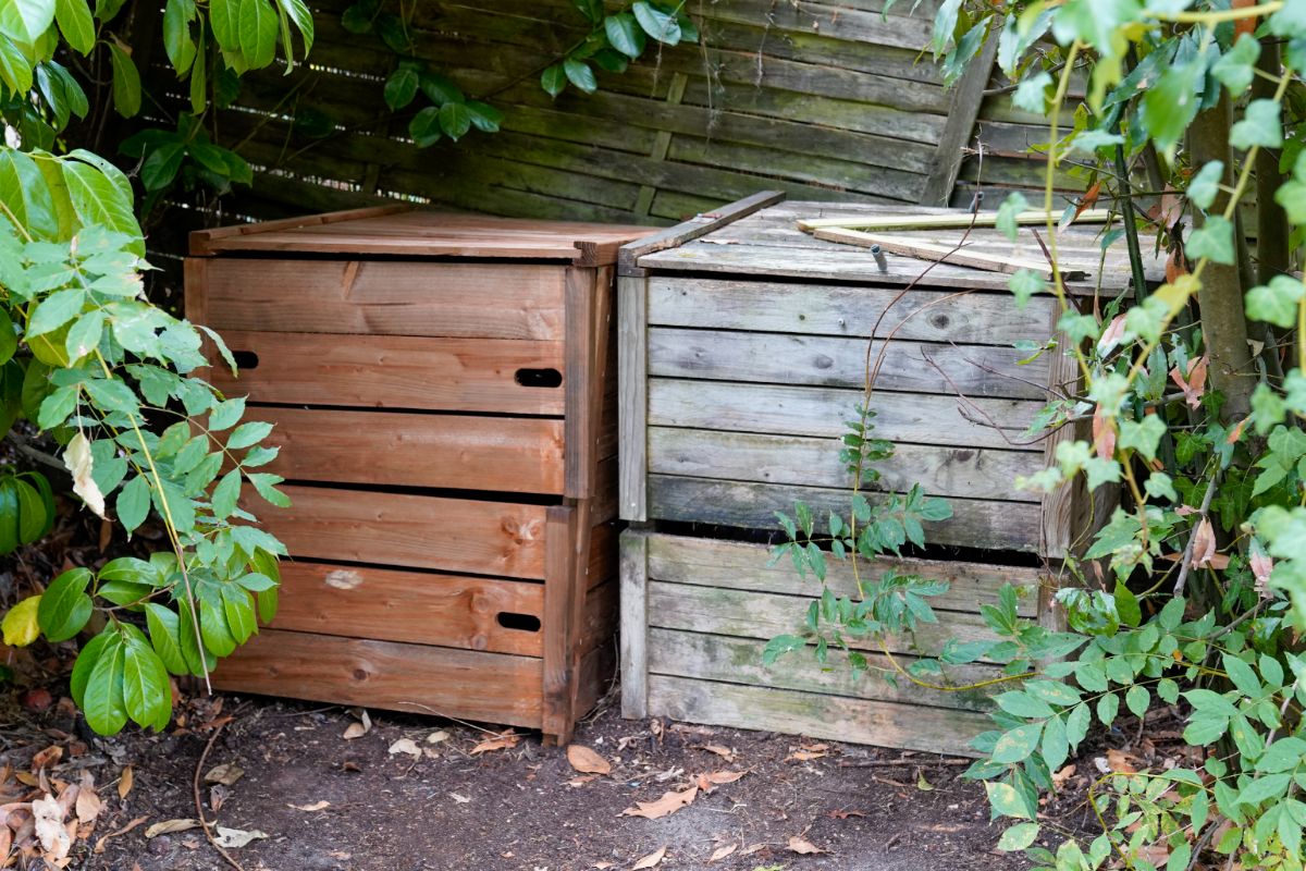 Two compost bins placed next to each other