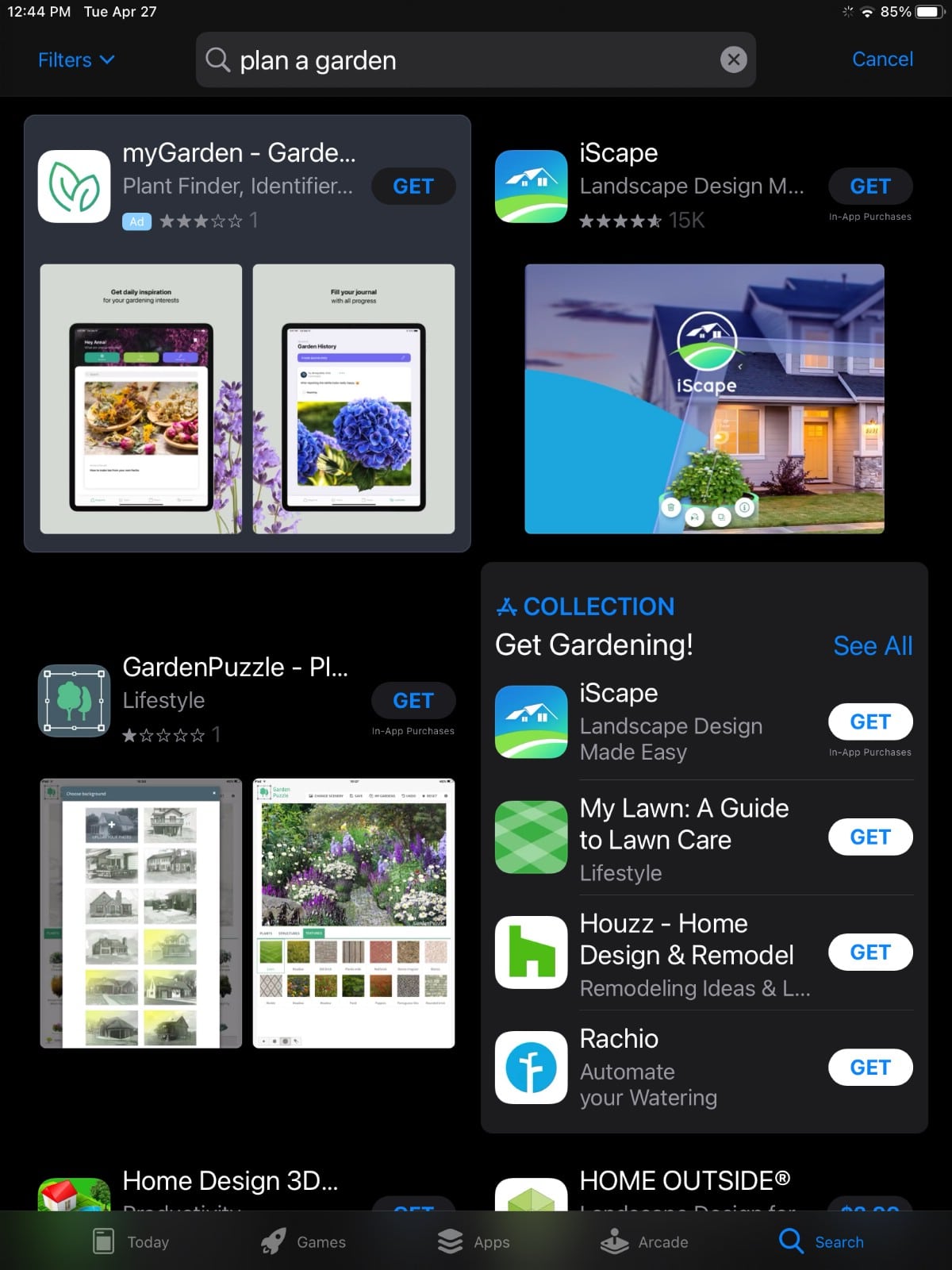 Apps available for garden planning