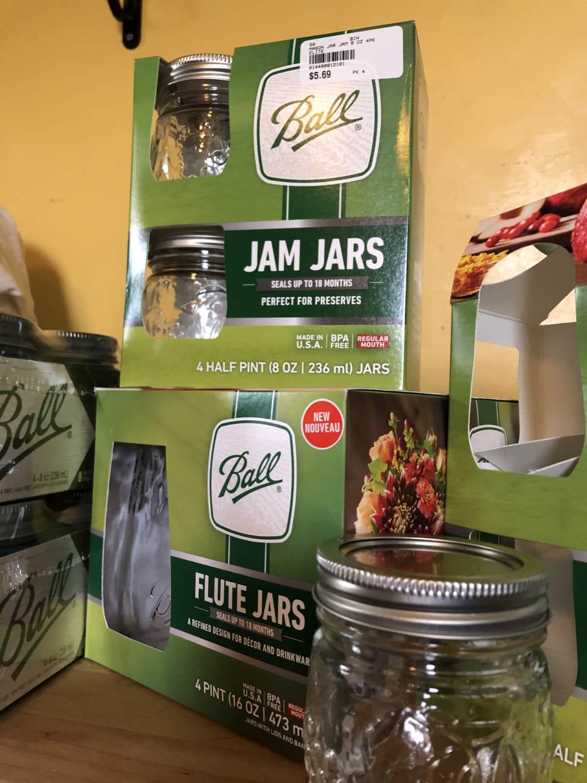 canning jars in box, new