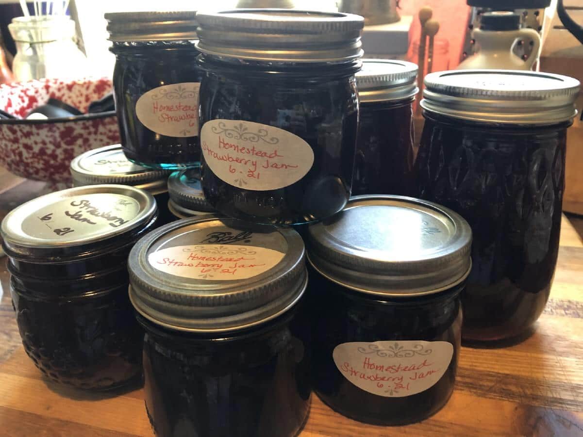 homemade strawberry jam with labels