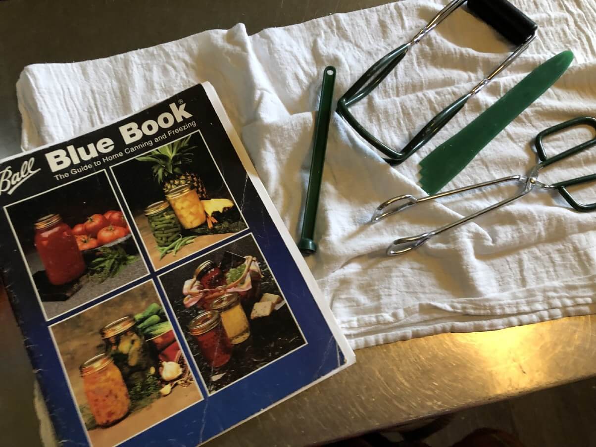 canning supplies and ball blue book