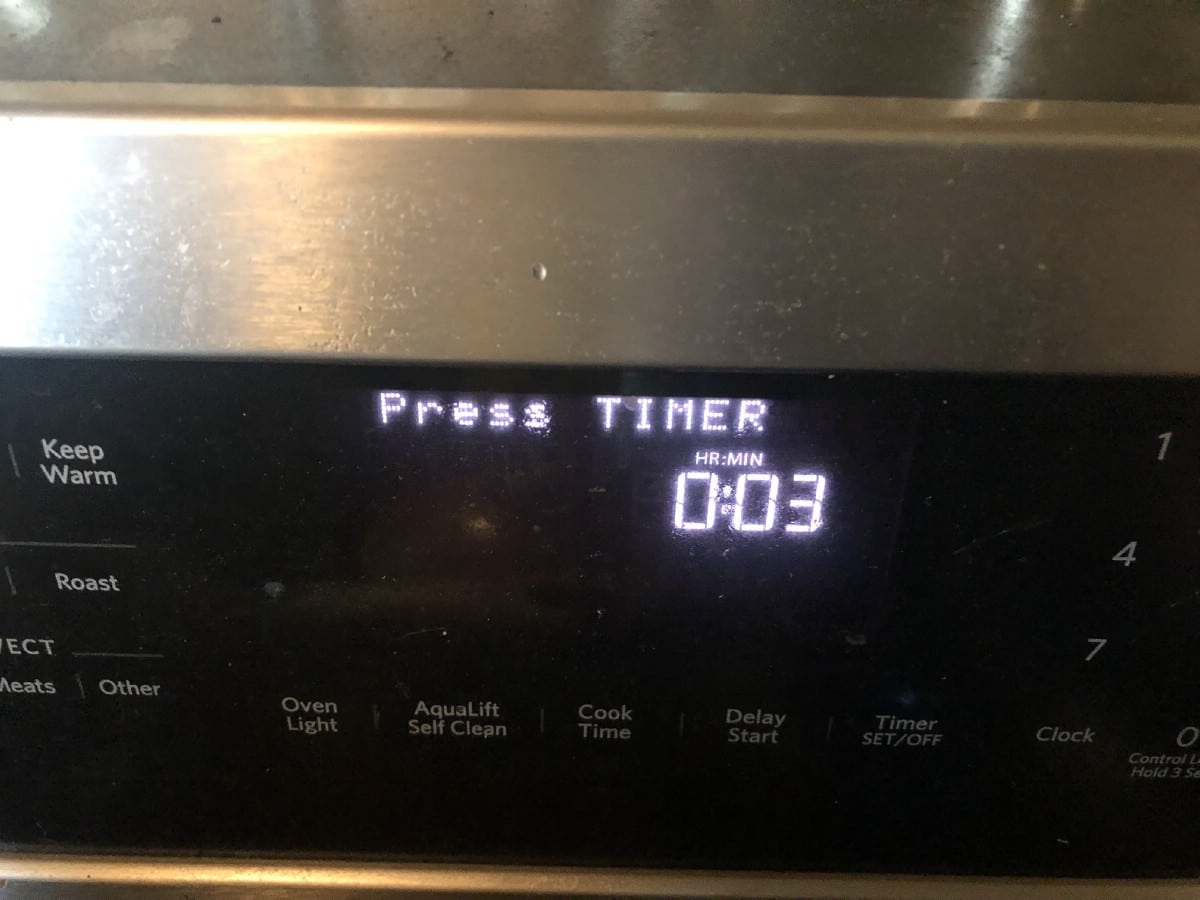 three minutes on stove timer