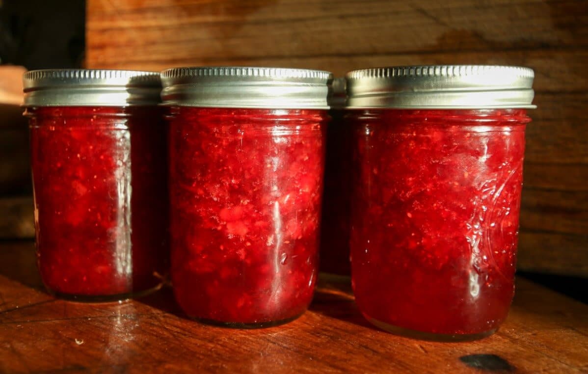 homemade strawberry jam in jars