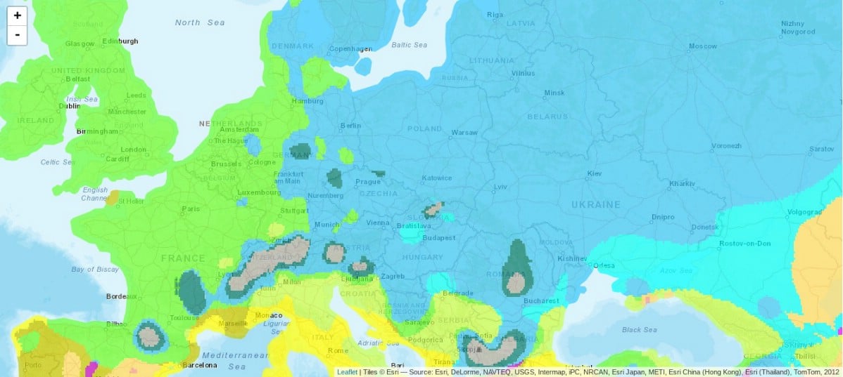 hardiness zone map of Europe