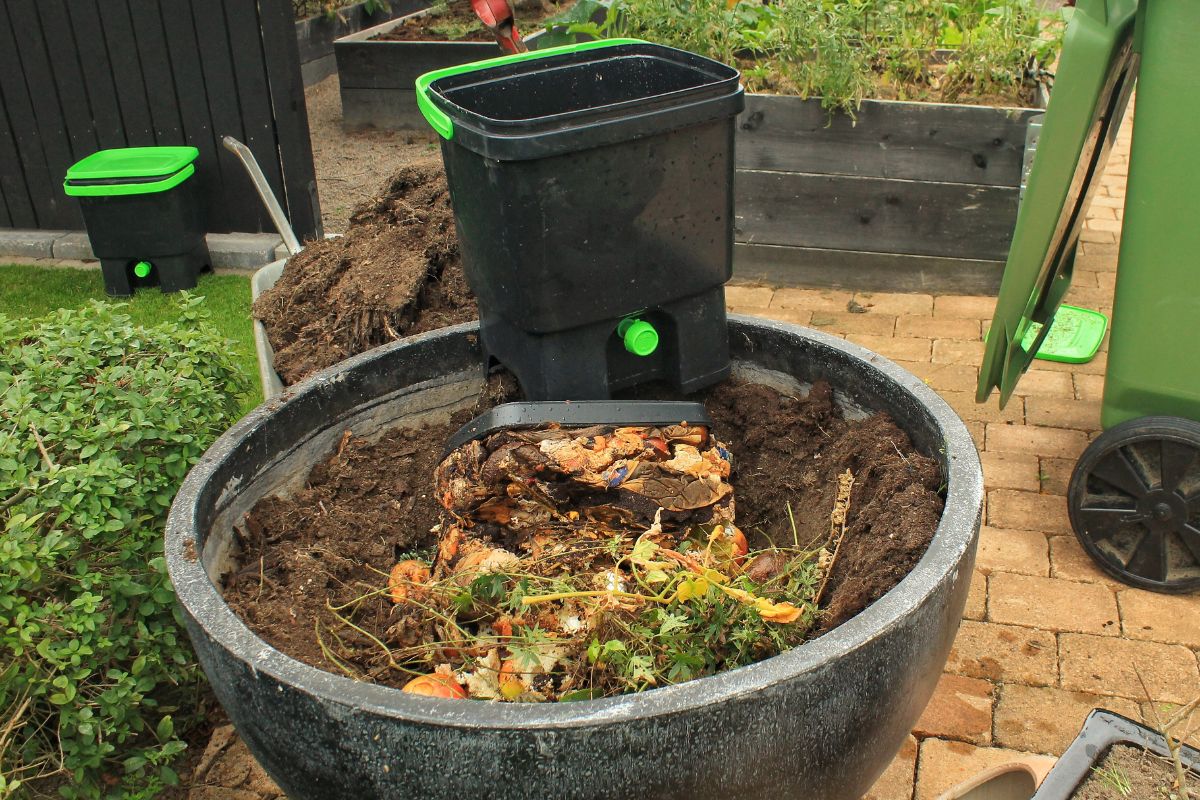 a Bokashi composting setup 