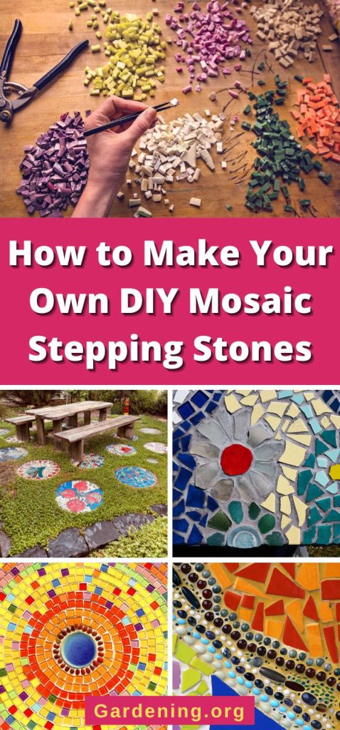 How to Make Your Own DIY Mosaic Stepping Stones pinterest image.