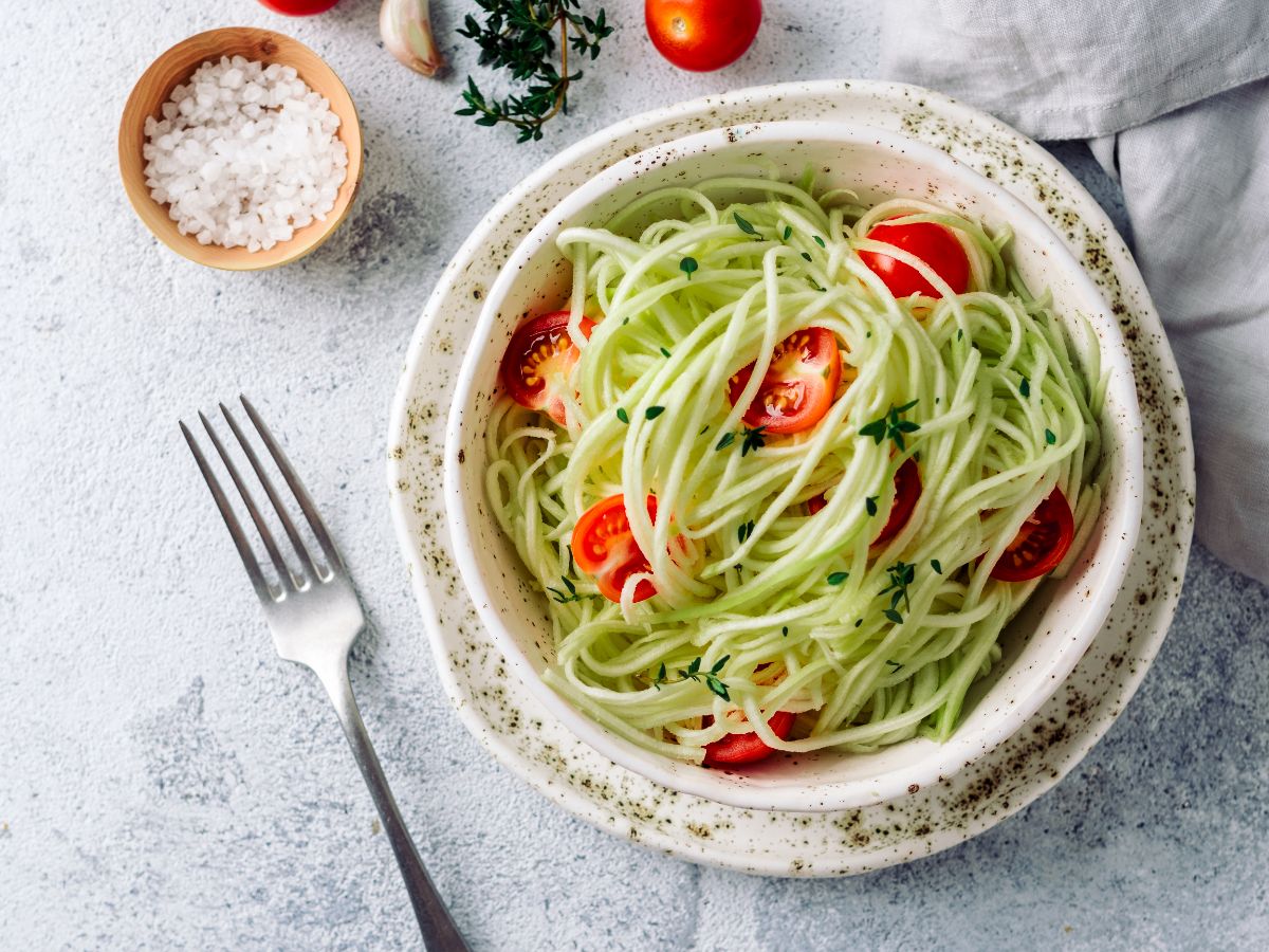 Zucchini noodles used in place of pasta