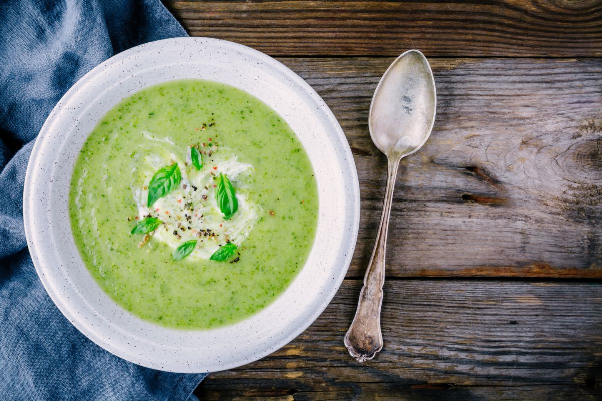 Soup with blended zucchini added