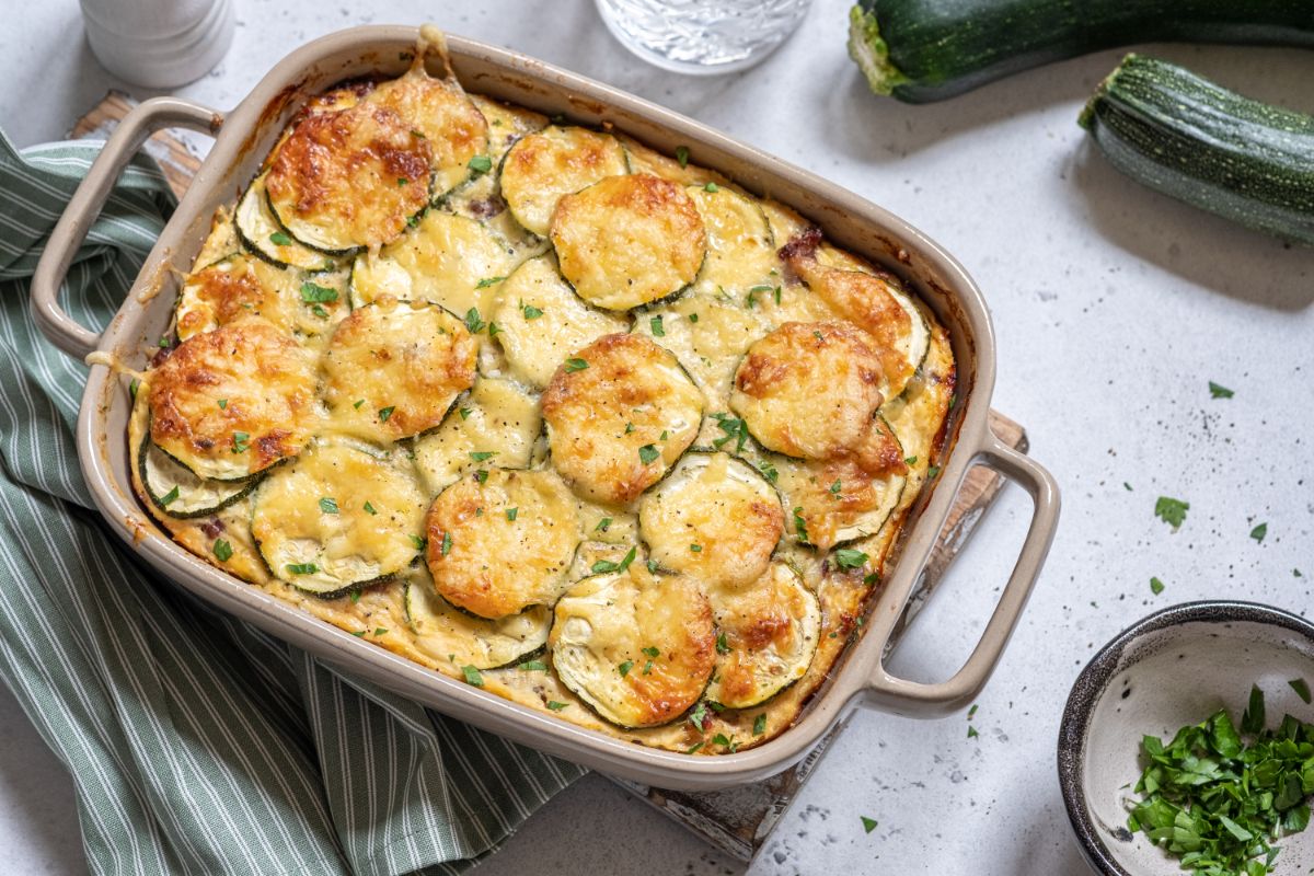 Zucchini used in a cheese au gratin casserole