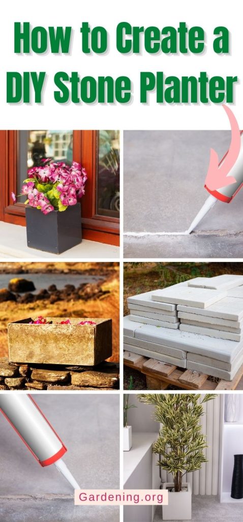 How to Create a DIY Stone Planter pinterest image.