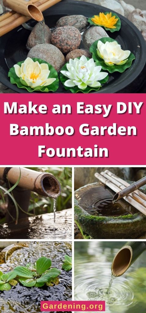 Make an Easy DIY Bamboo Garden Fountain pinterest image.