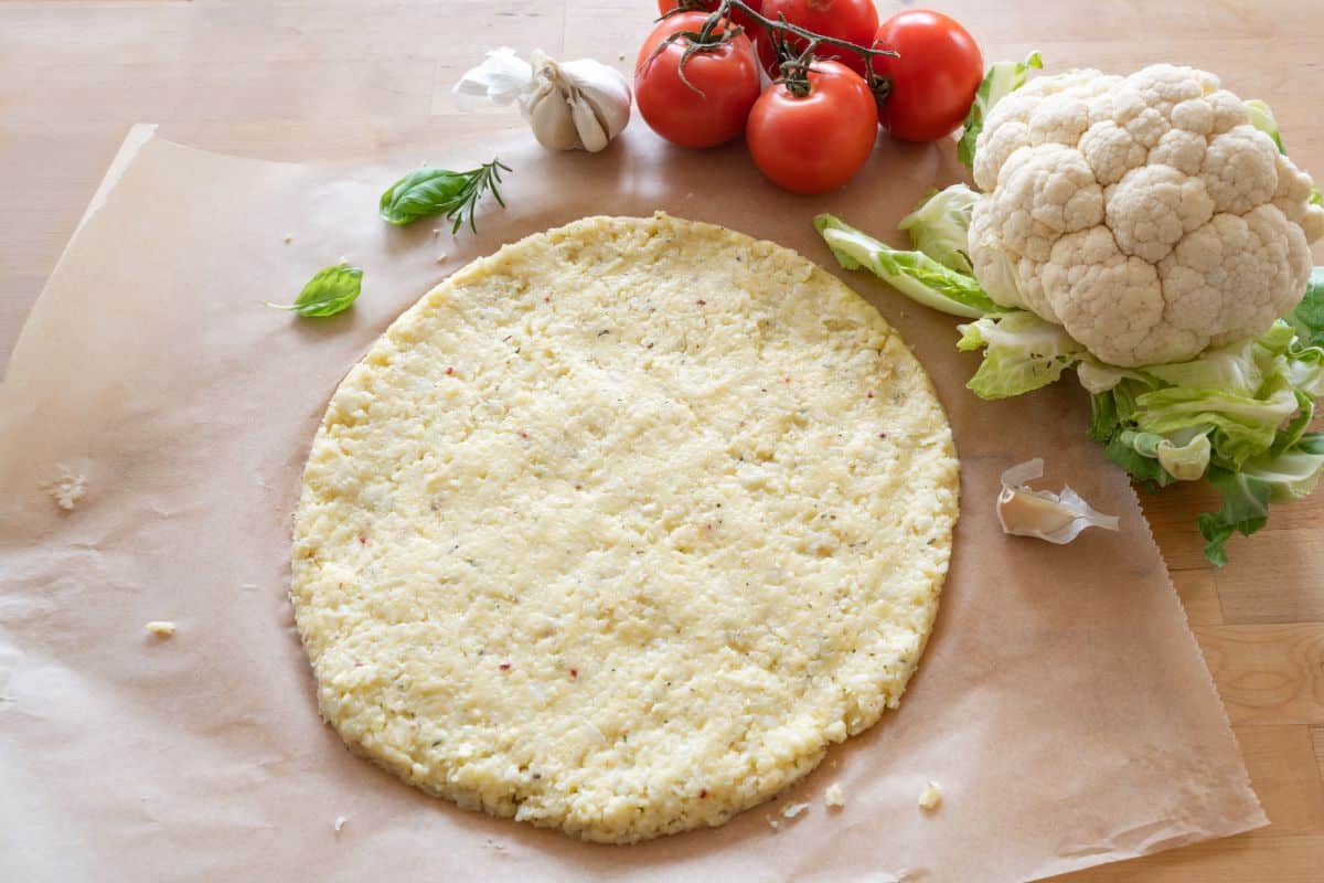 Dried cauliflower is an ingredient in this cauliflower pizza dough