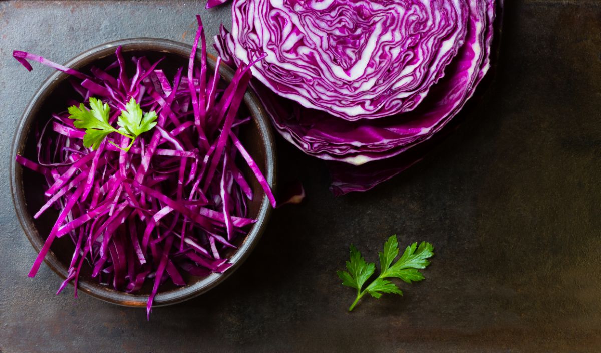 Red cabbage makes nice colors from blue to purple