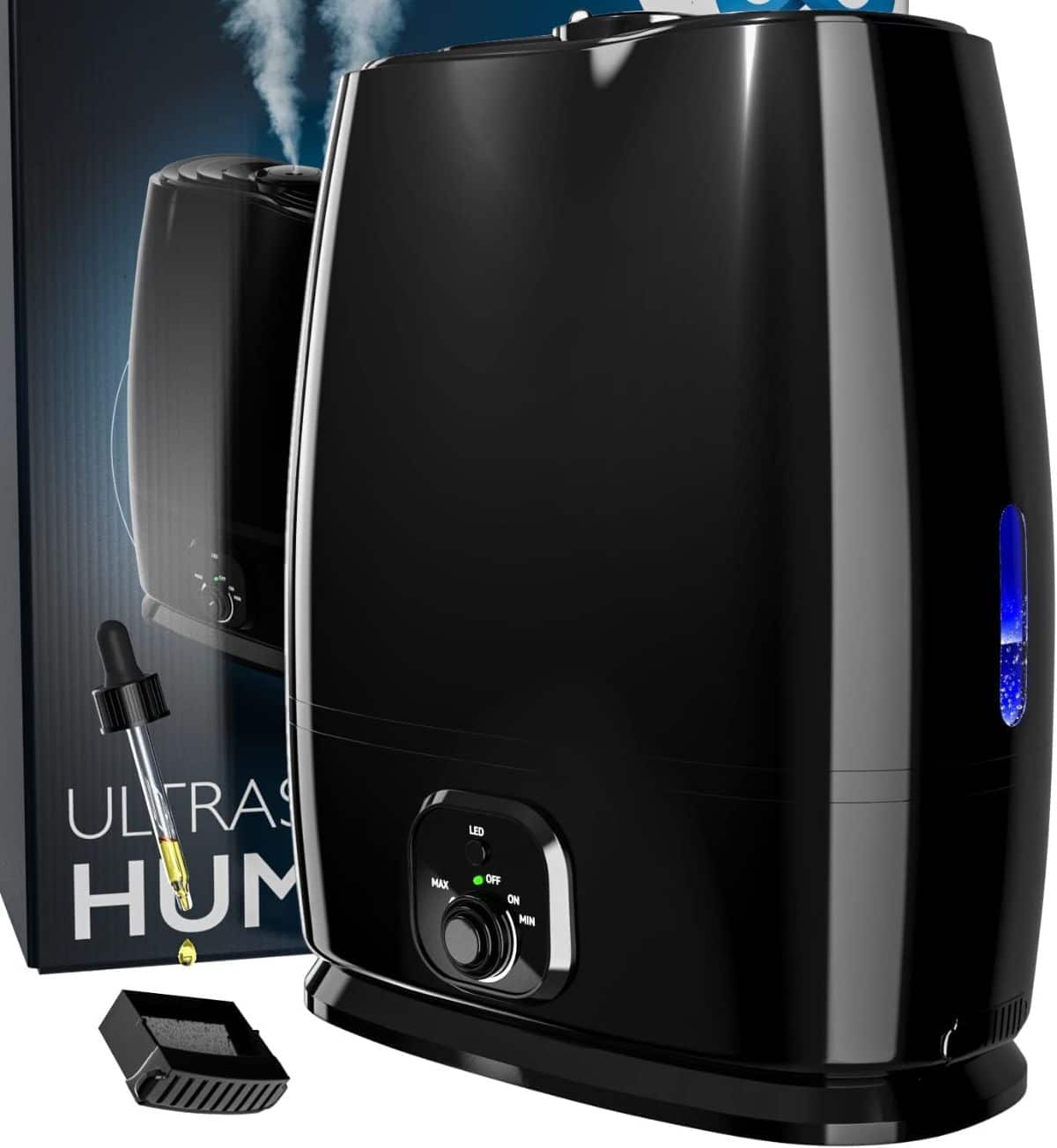 Ultrasonic room humidifier that runs for up to 50 hours without refilling