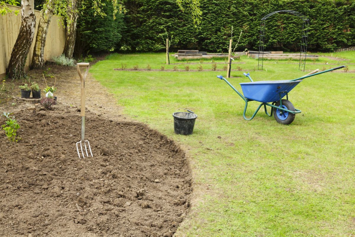 A newly prepared flower garden bed