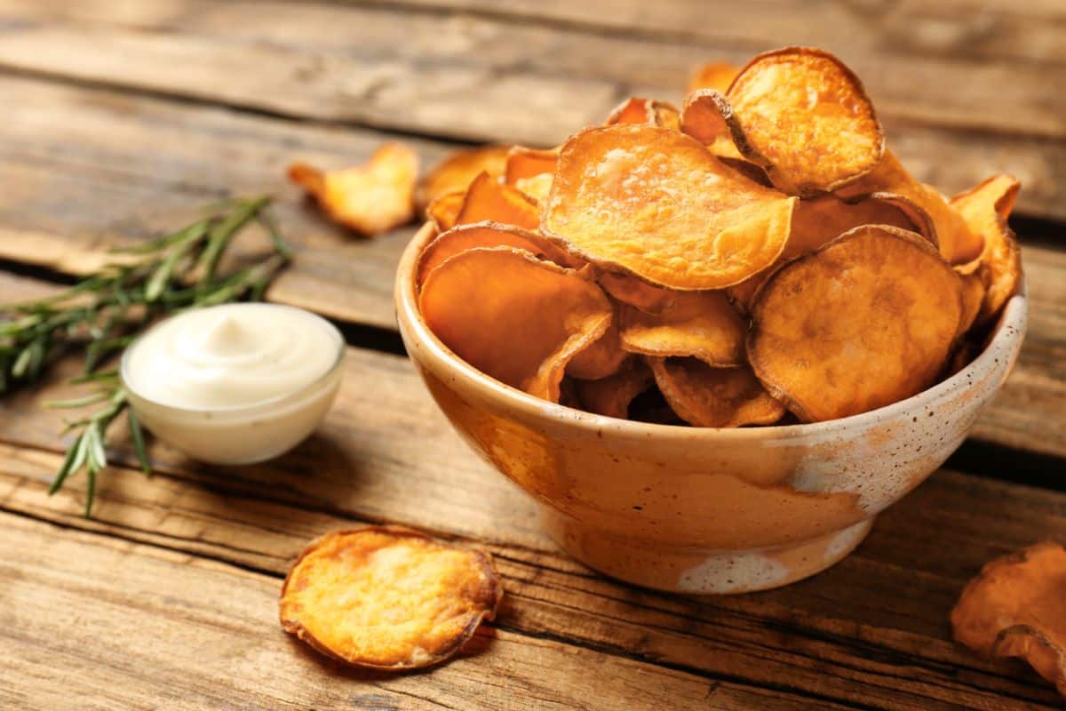 Potato chips made from dried potato slices