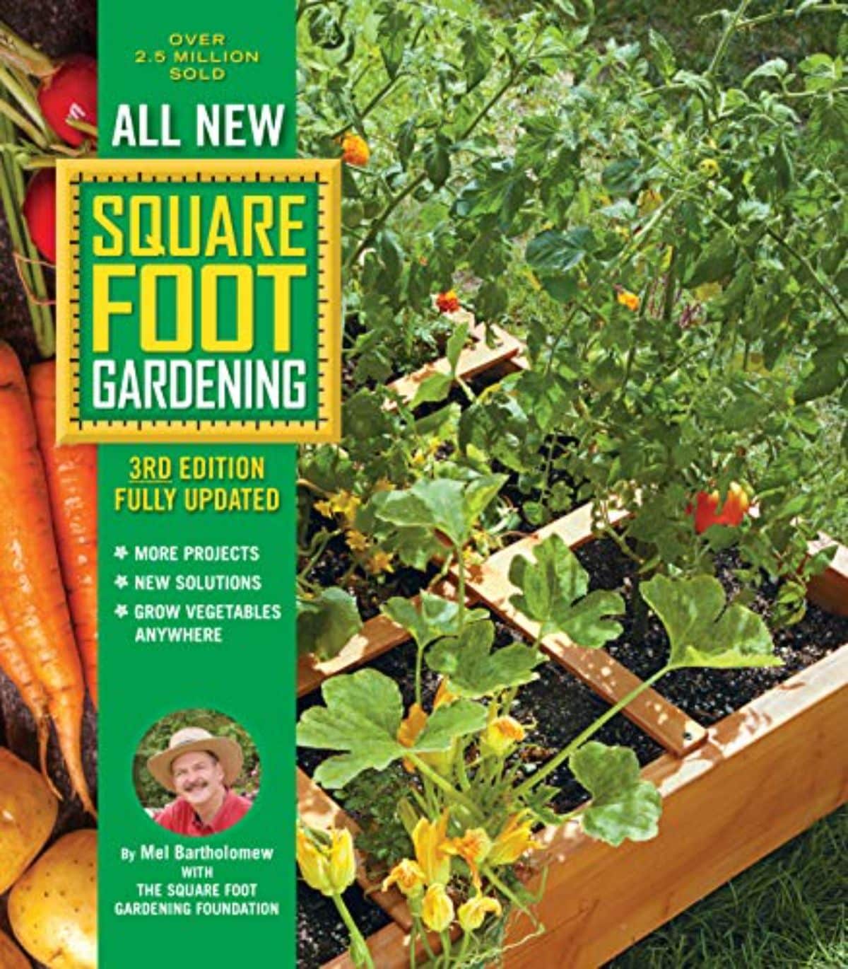 Picture of book cover for the All New Square Foot Gardening 3rd edition by Mel Bartholomew