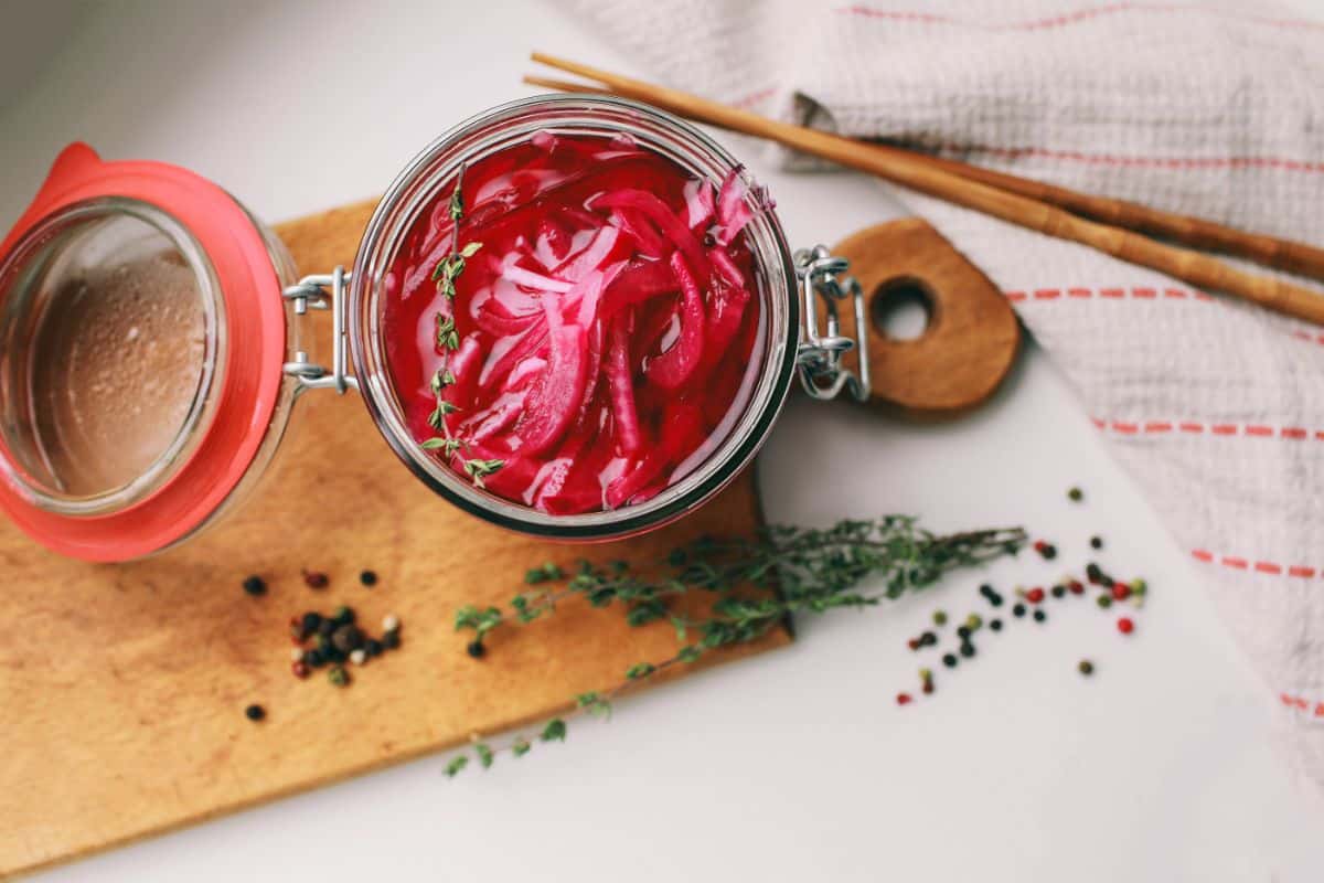 Lacto fermented red onions make excellent toppings