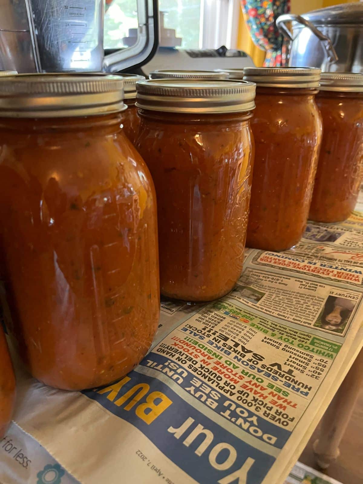 Canned jars of roasted tomato base