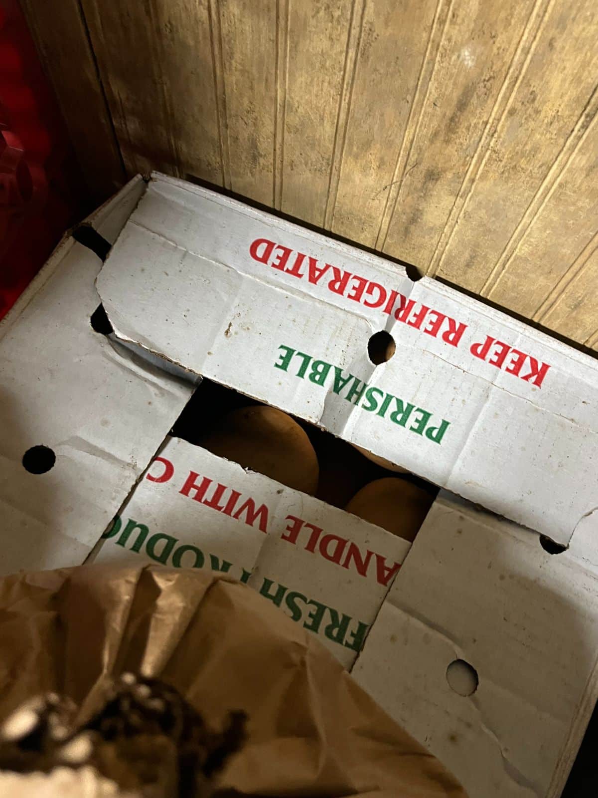 Boxed winter squash in cold storage