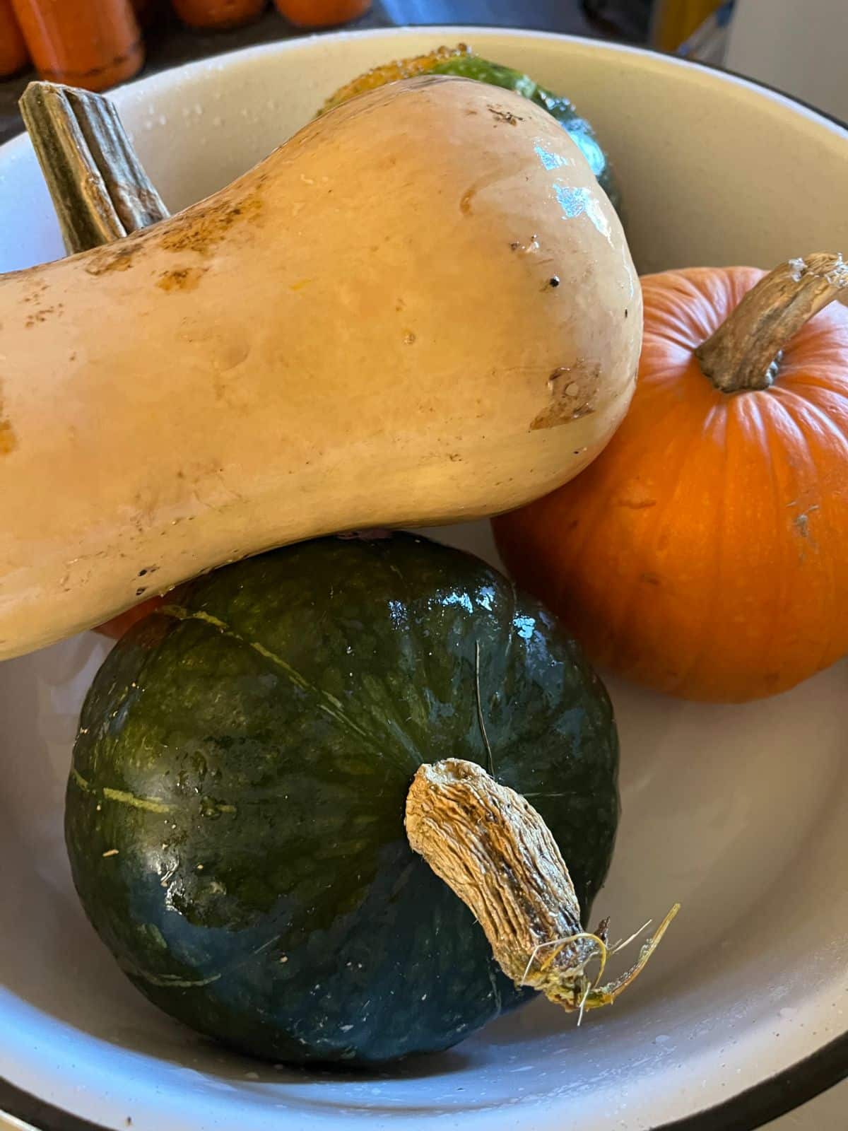 Clean winter squash prepped for storage