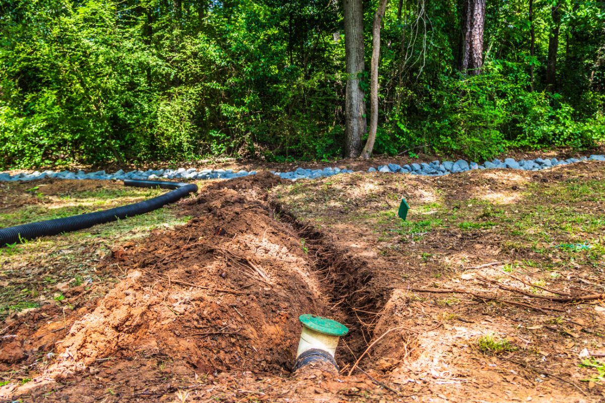 Drainage installed near a garden