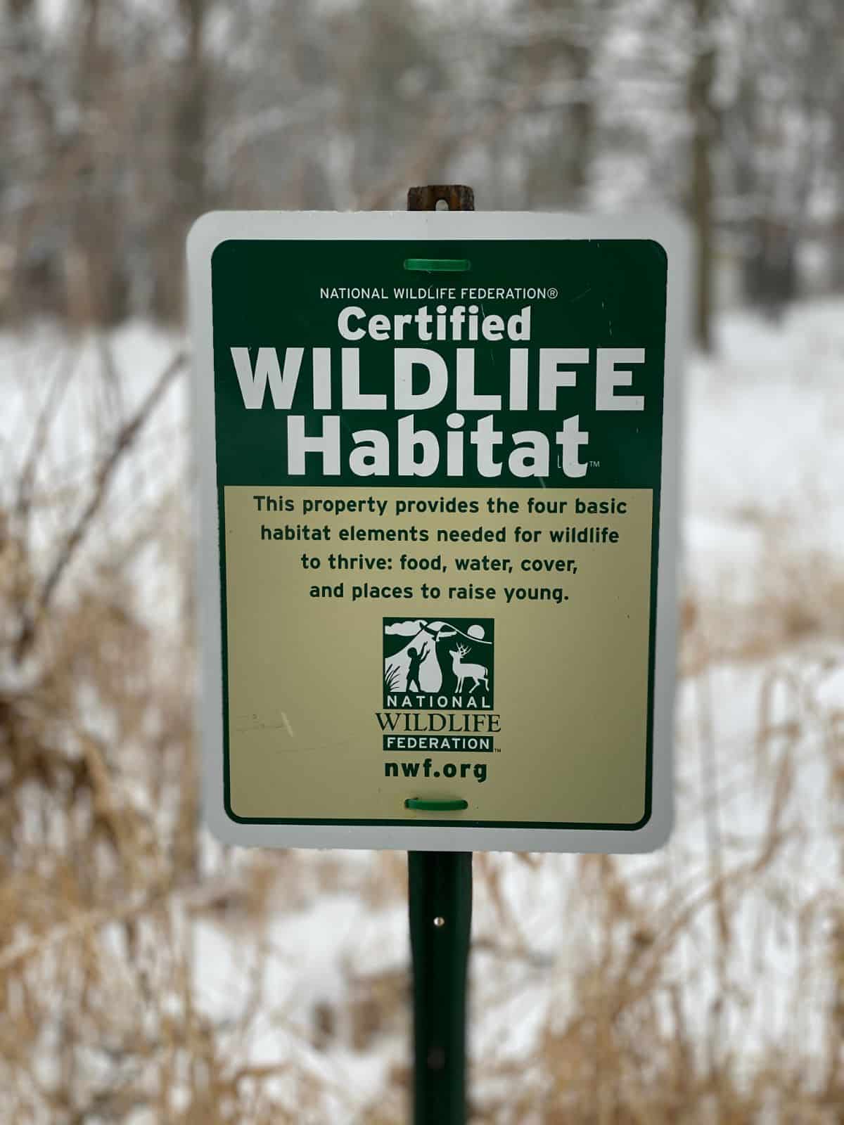 A certified wildlife habitat sign