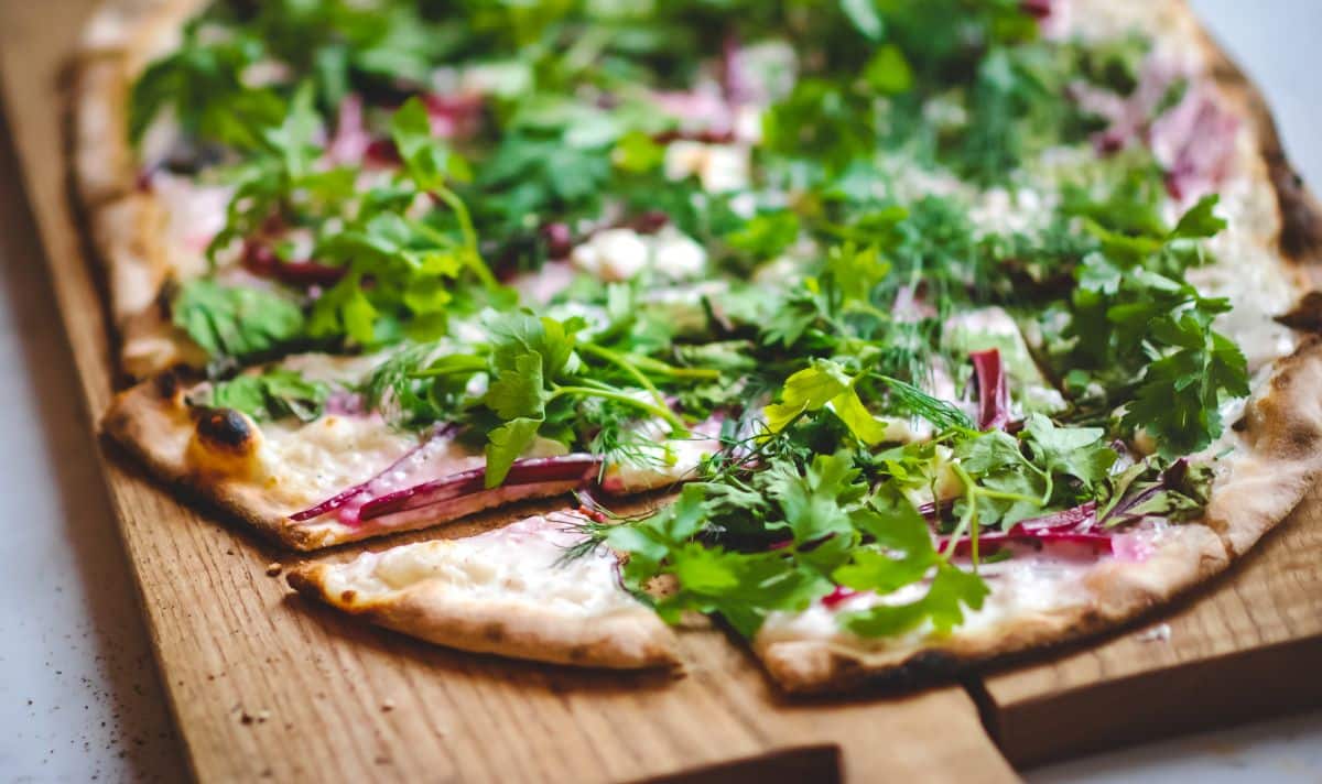 Radishes used as pizza topping