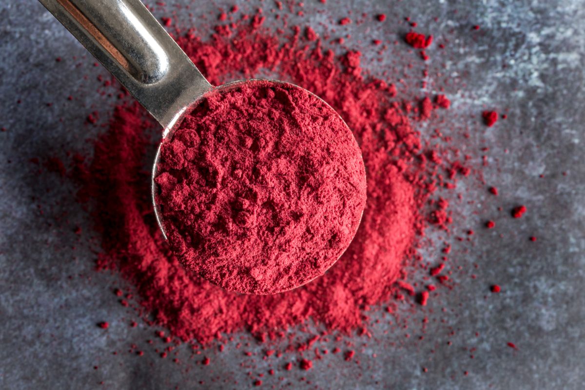 Pretty red homemade beet powder