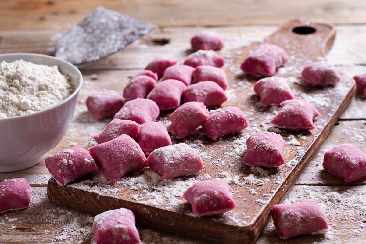 Red potato and beet gnocchi