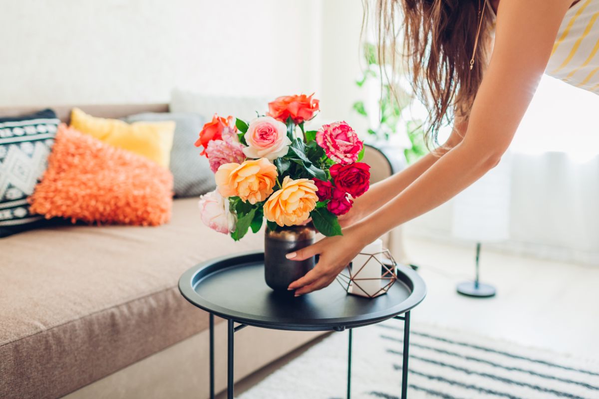 A flower arrangement placed out of direct sunlight