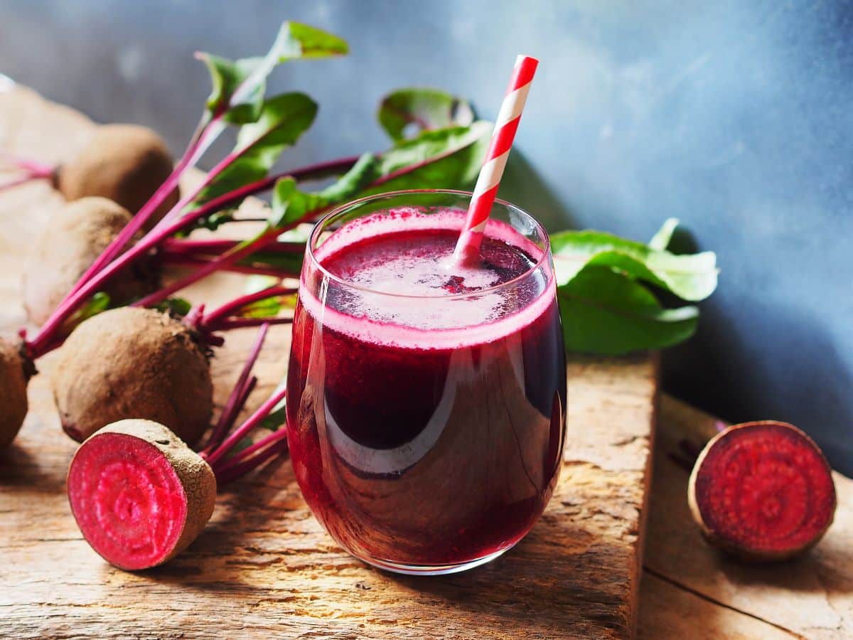 Rich red beet juice