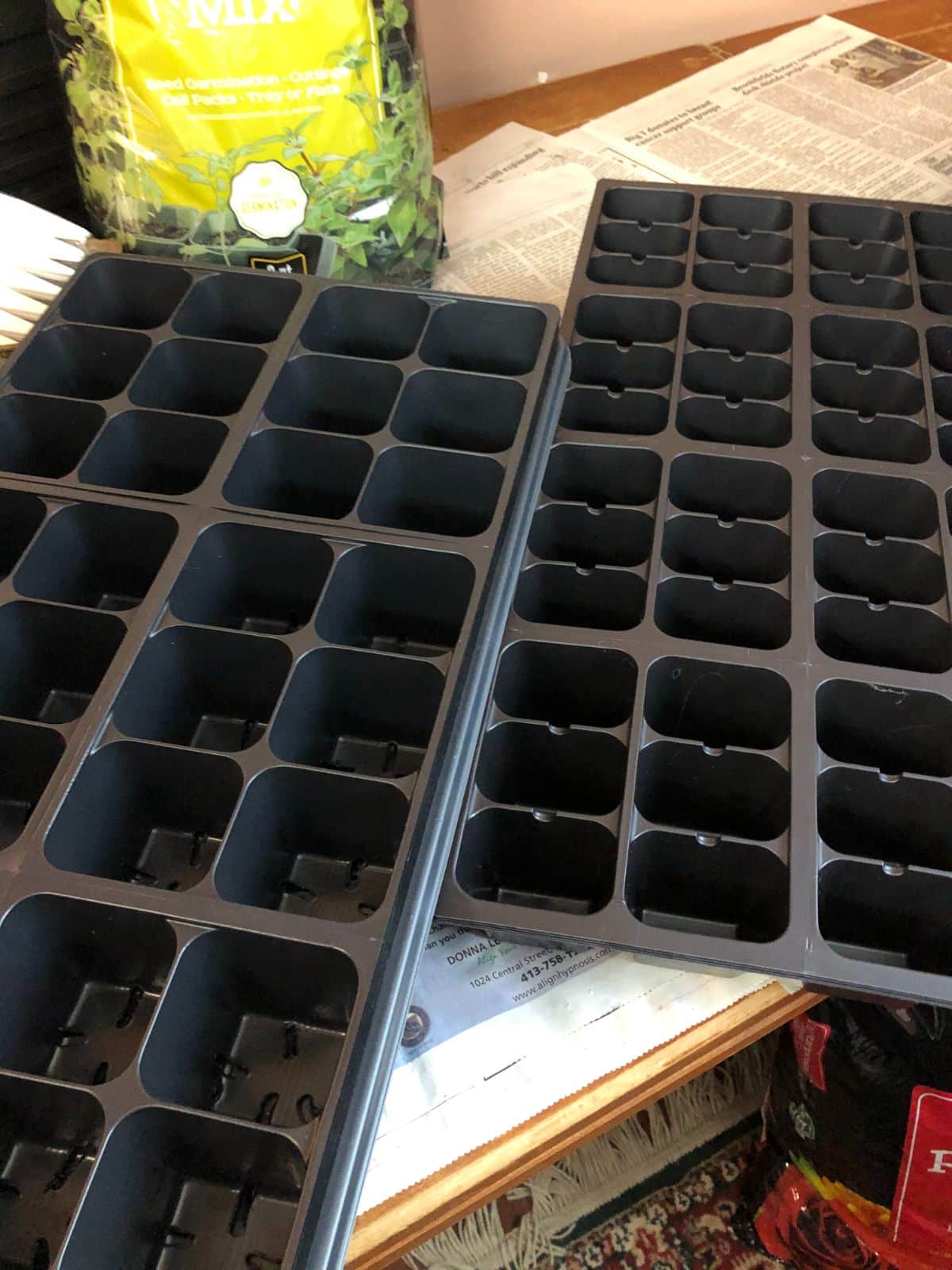 New sheets of cell packs ready for planting and up-potting