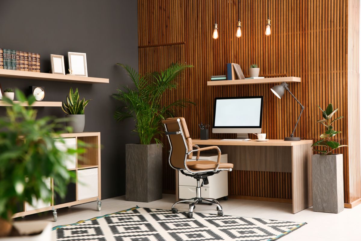 An office adorned with nicely potted plants