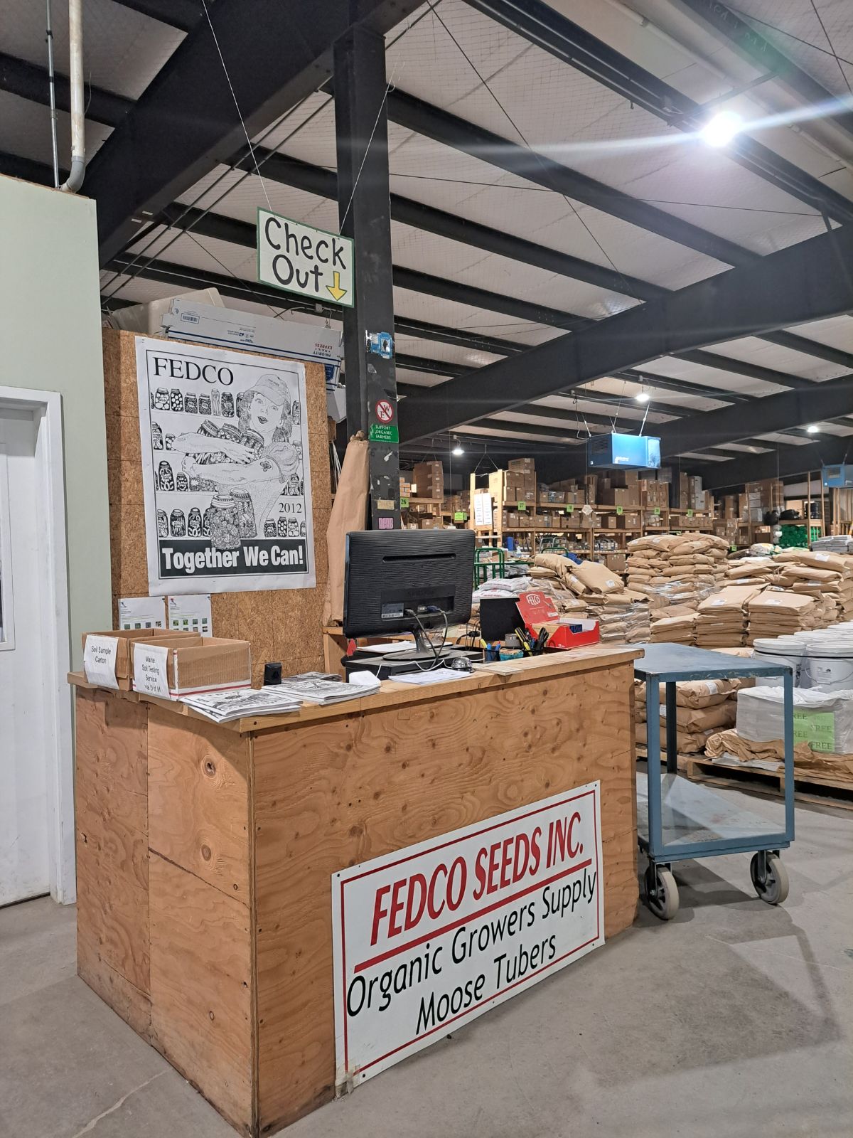 The checkout station at Fedco Seed Co