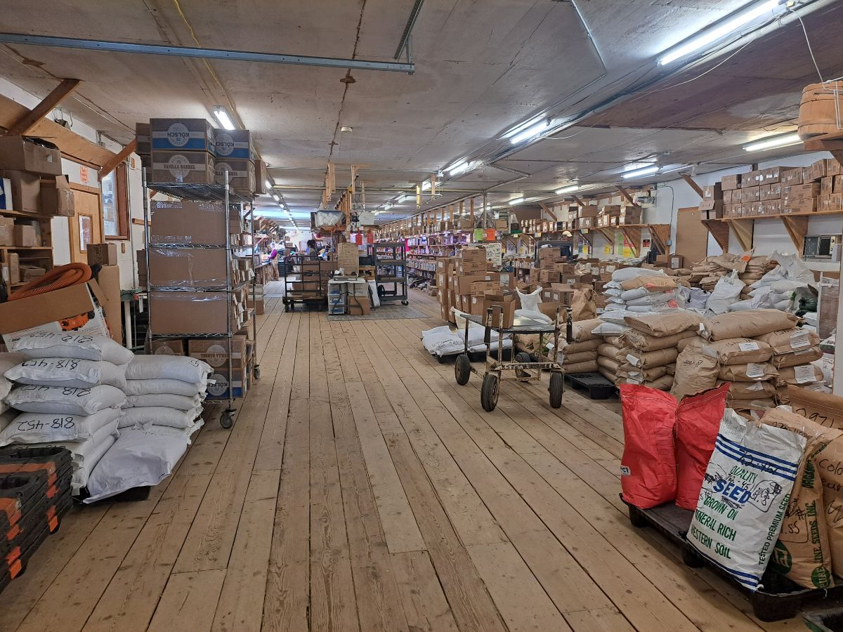 Inside Fedco seed warehouse