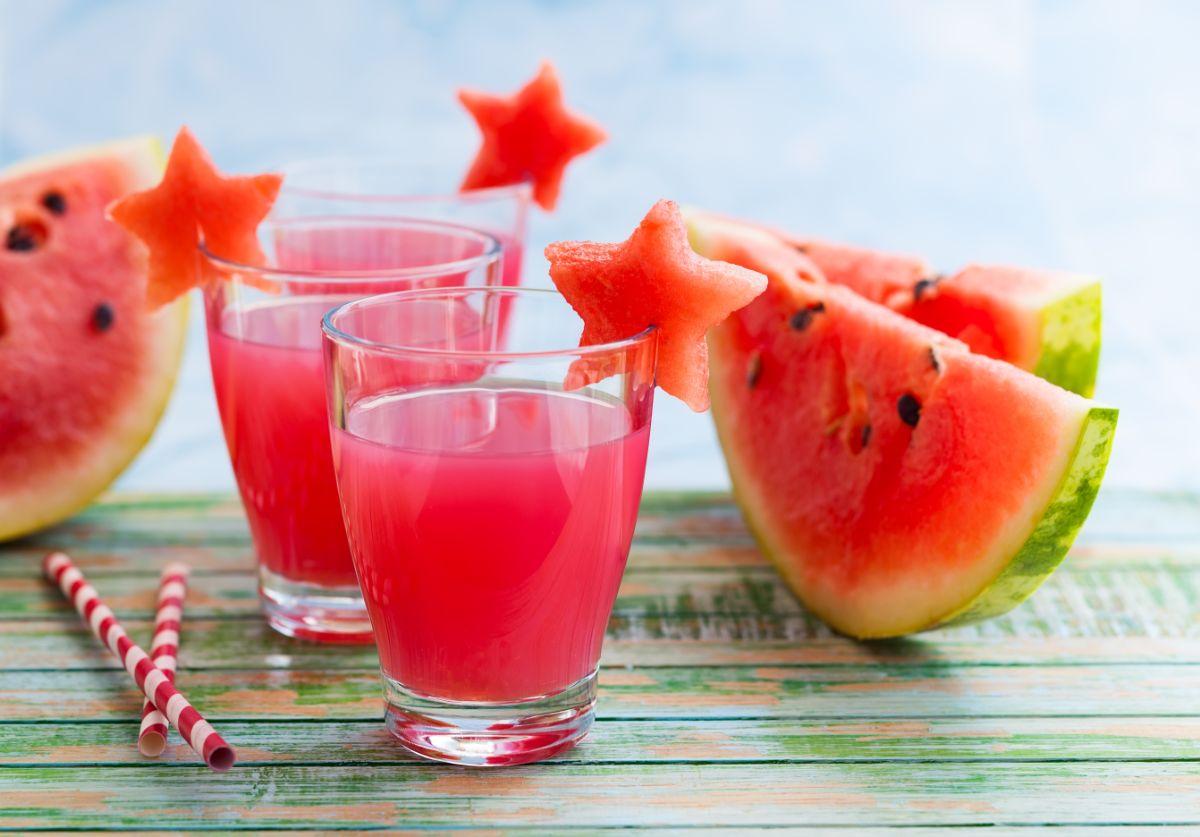 Pretty pink watermelon drinks