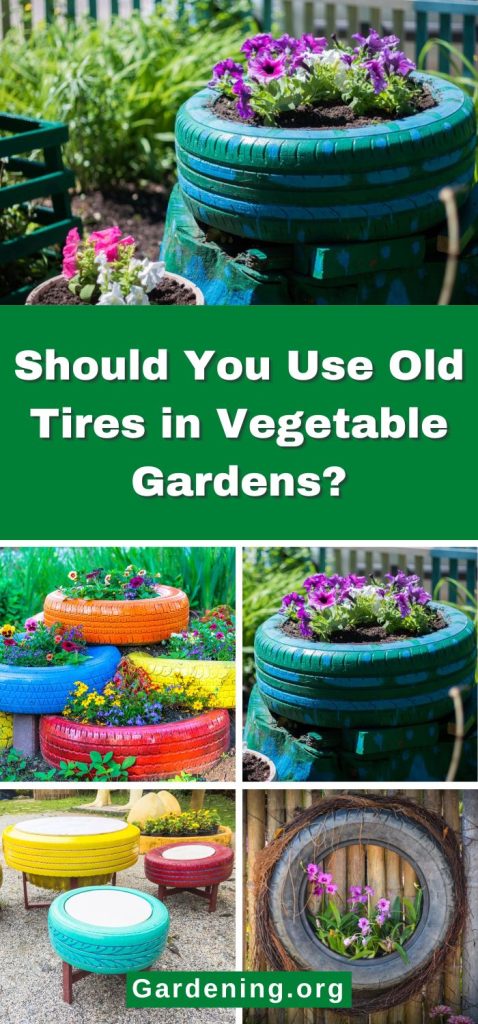 Should You Use Old Tires in Vegetable Gardens? pinterest image.