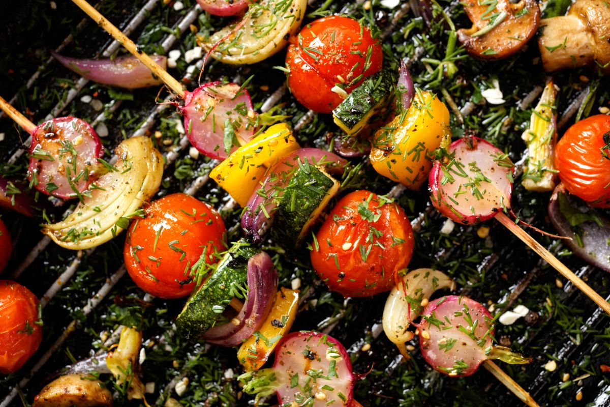 Grilled vegetable shish kabobs