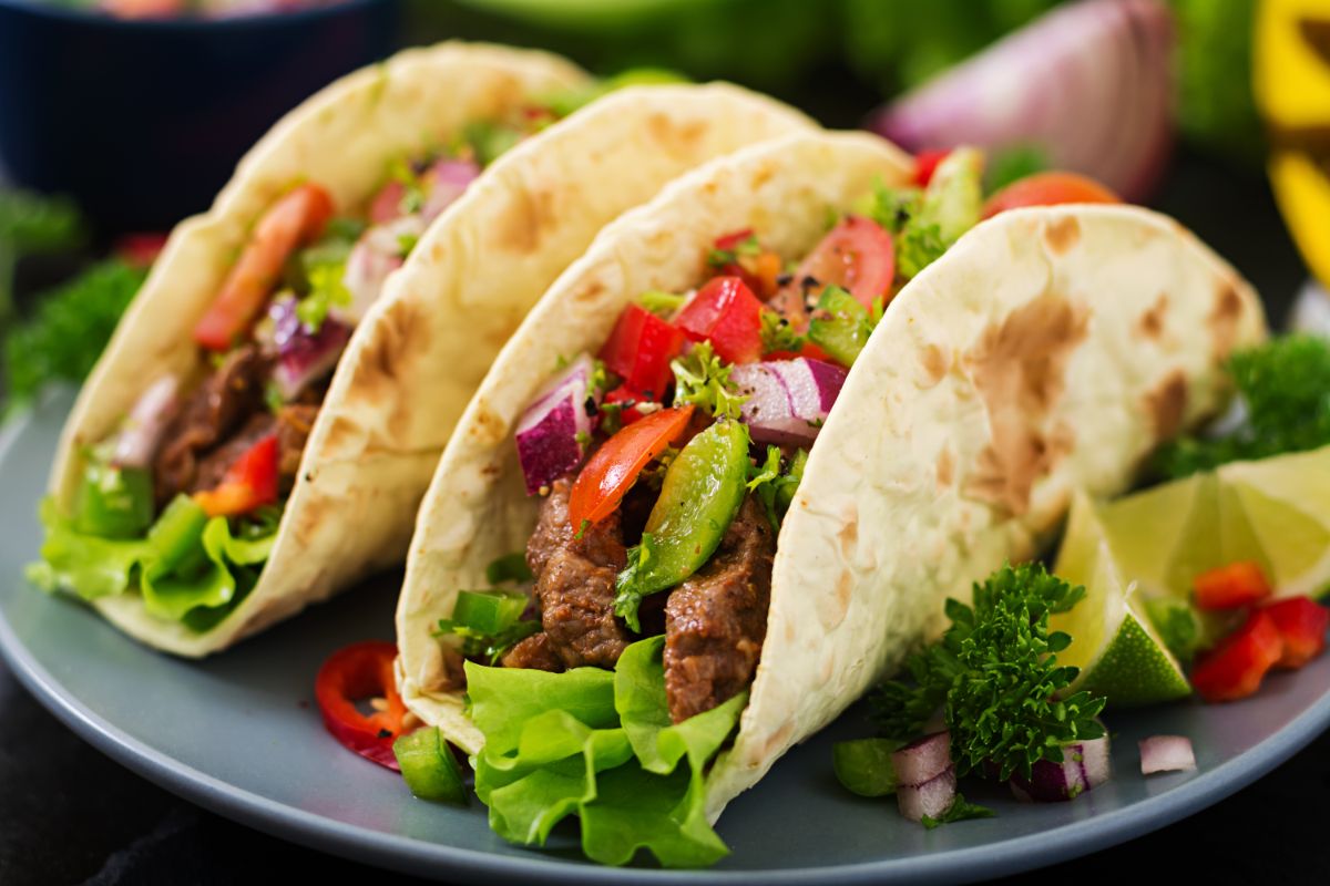 Tomatoes used as taco toppings