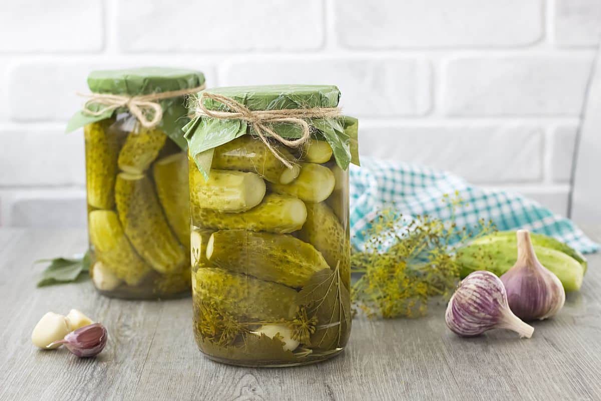 Homemade jars of pickles