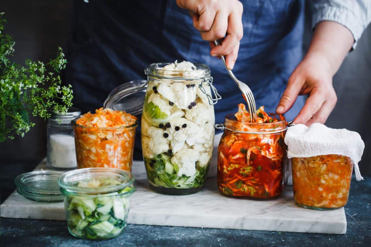 Jars of lacto fermented foods