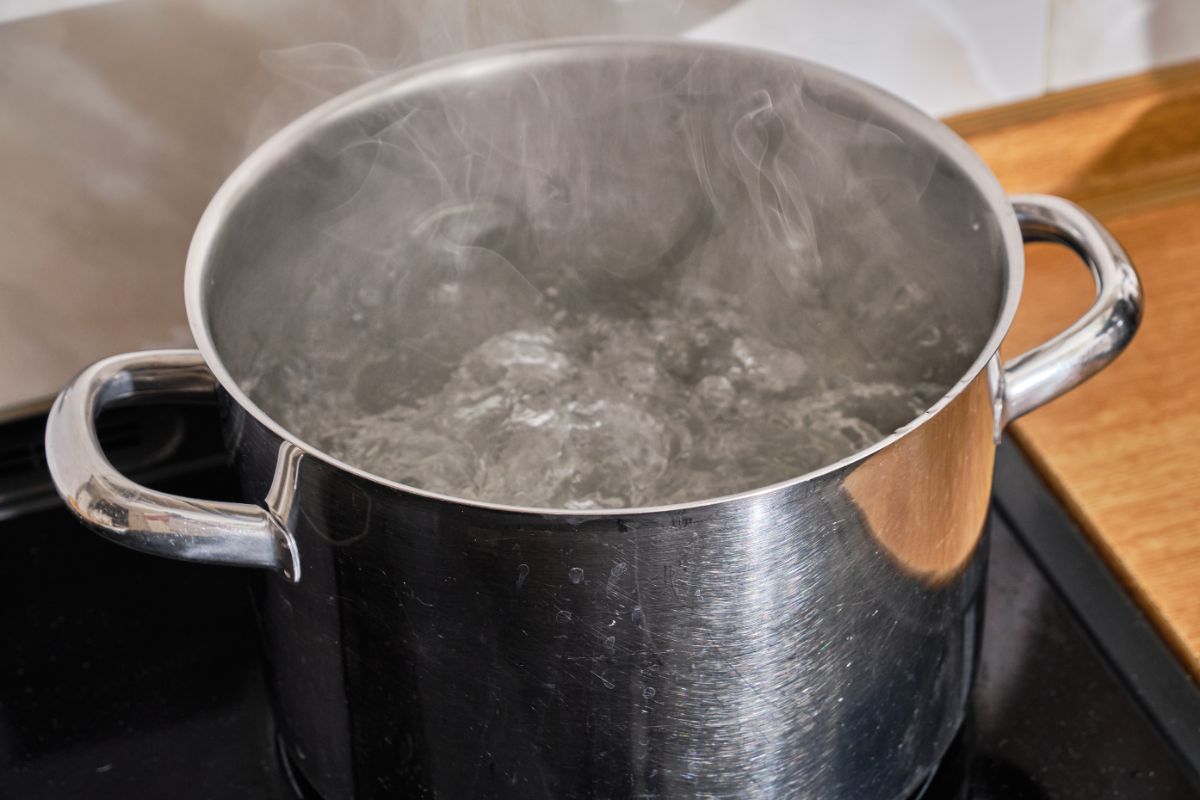 Water boiling on a stovetop to kill ants