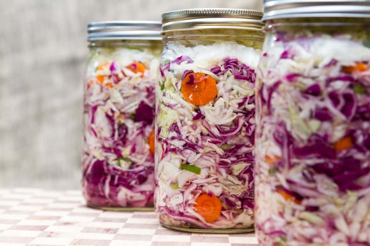 Fermented red cabbage with carrots