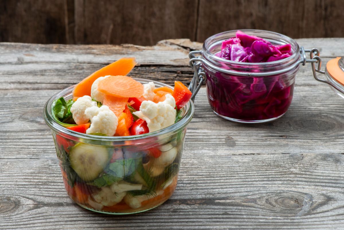 Jars of fresh Giardiniera