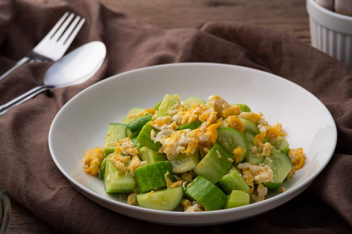 Cucumbers used in a fresh dish