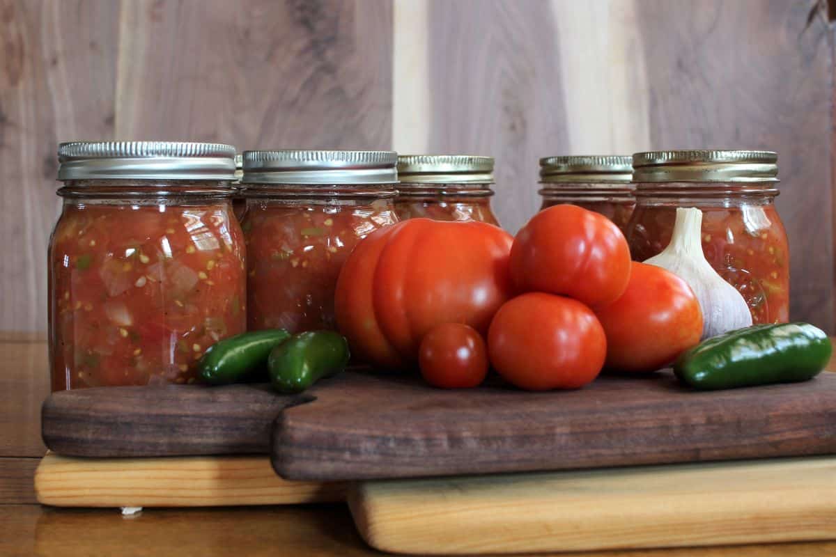 Fresh peppers used in canning homemade salsa