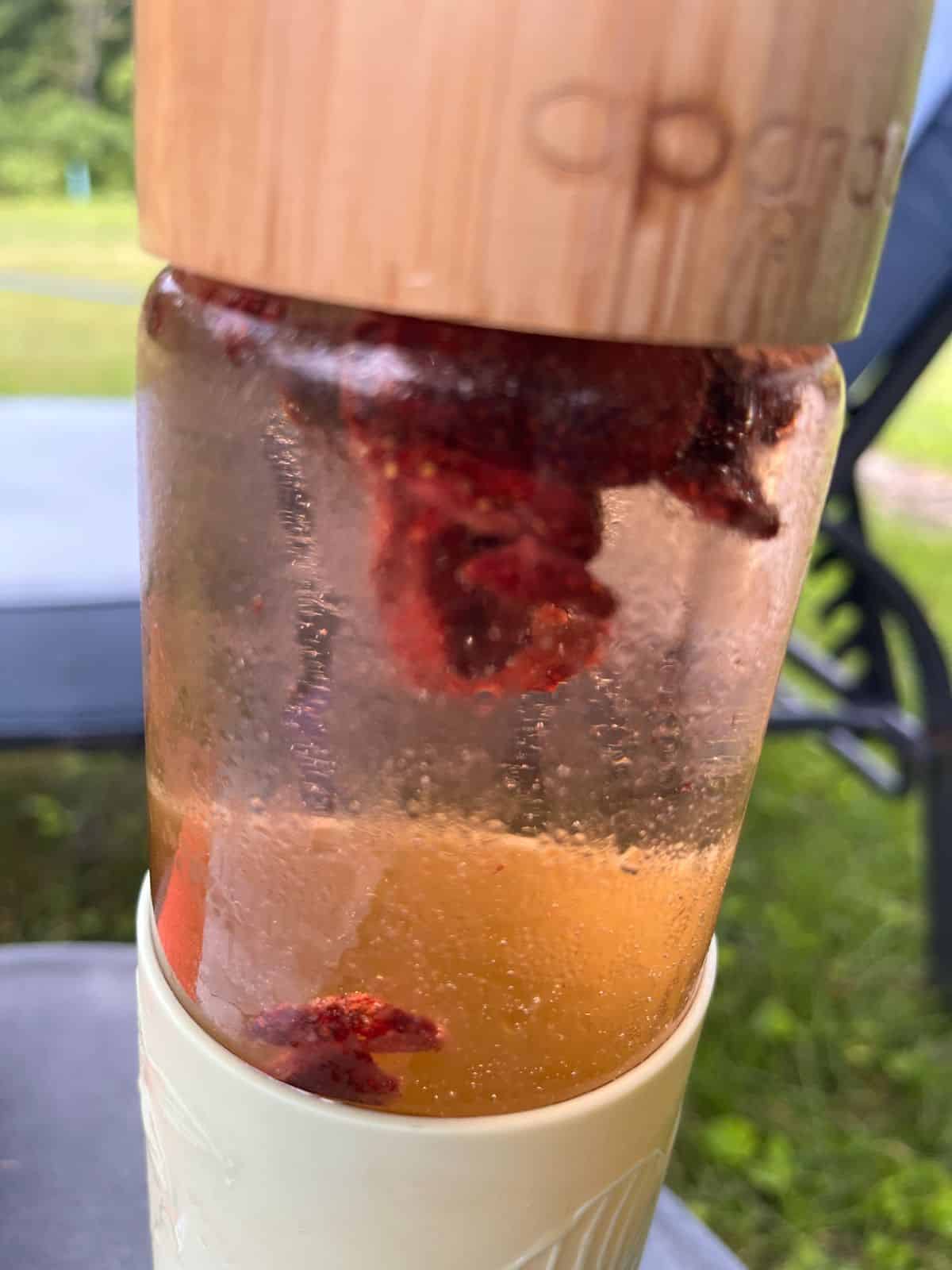 A cold bottle of infused water